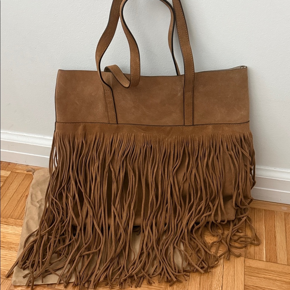 Michael Kors Collection Tan Suede Fringe Tote - Picture 3 of 3
